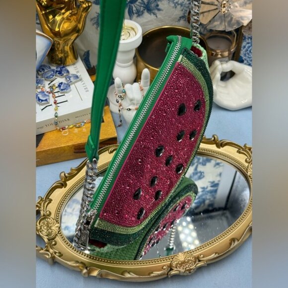 🆕 BETSEY JOHNSON 🧿 NWOT Sugar High Watermelon Bejewelled Crossbody Kitsch Bag - Picture 5 of 16